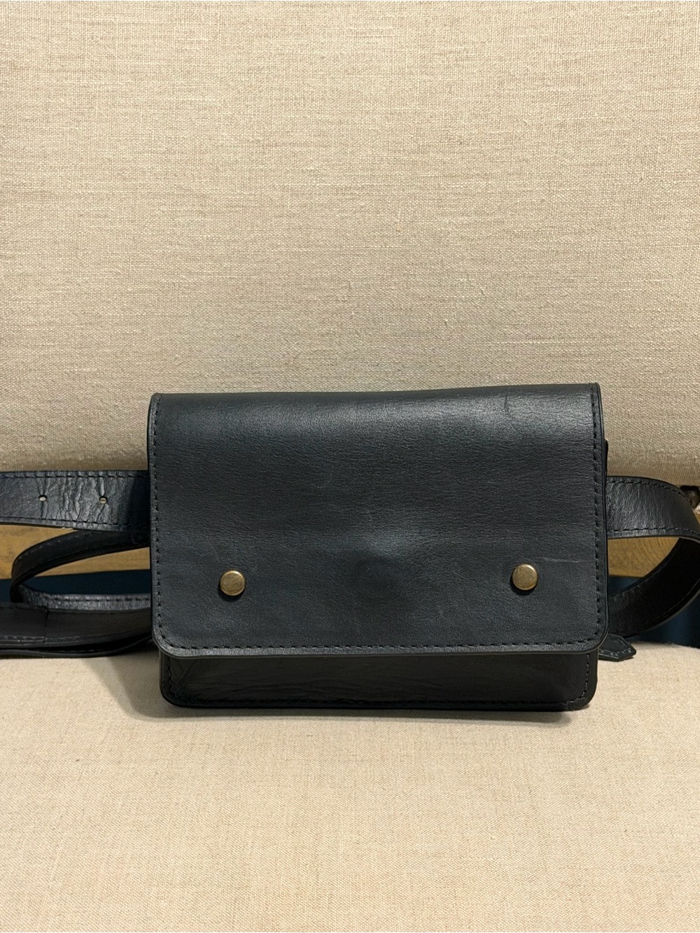 ABLE Black Leather Belt Bag